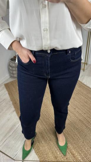 Kadın Zr Model Likralı Lacivert Orta Bel Jean